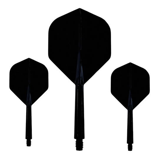 Evolution EVO1 Flight-Shaft-System - Schwarz Dieses Bild zeigt das Evolution EVO1 Flight-Shaft-System in Schwarz. Es ist deutlich das Design und die Form des Produkts zu erkennen.