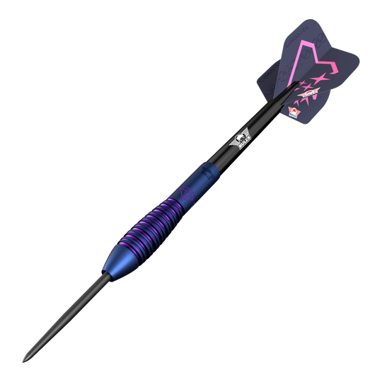 Das Bild zeigt die Bulls NL Christel Timmermans Satellite 90 Steeldarts 25g. Diese Darts eignen sich besonders für Turnierspieler.