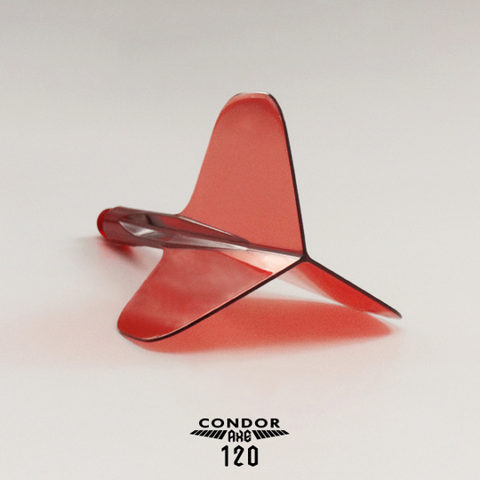 Condor Axe 120 Flight-System Clear Red - Standard Das Bild zeigt das Produkt "Condor Axe 120 Flight-System Clear Red - Standard". Es handelt sich um einen roten, durchsichtigen Dartflug mit Standardform.