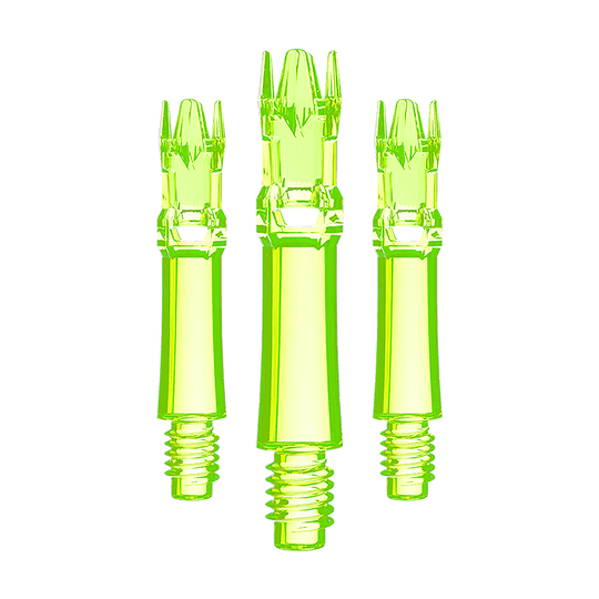 L-Style L-System Ersatzshafts - Neongelb Das Bild zeigt ein Set neongelber Ersatzshafts. Die Shafts sind nebeneinander aufgereiht.