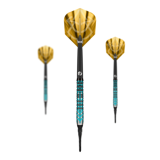 Shot Alchemy Volta Softdarts - 20g Das Bild zeigt die Shot Alchemy Volta Softdarts mit einem Gewicht von 20g. Die Darts sind für das Softdartspiel geeignet.