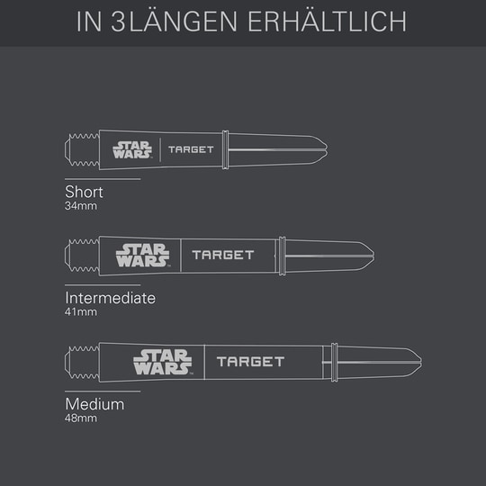 Target Star Wars ProGrip Shafts - Grau Target Star Wars ProGrip Shafts - Grau sind auf diesem Bild zu sehen. Die Dartschäfte sind in grauer Farbe dargestellt.