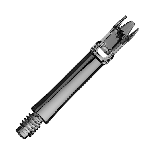 L-Style L-System Ersatzshafts - Clear Black Zwei schwarze transparente Ersatzshafts liegen nebeneinander. Die Aufnahme ist von oben.