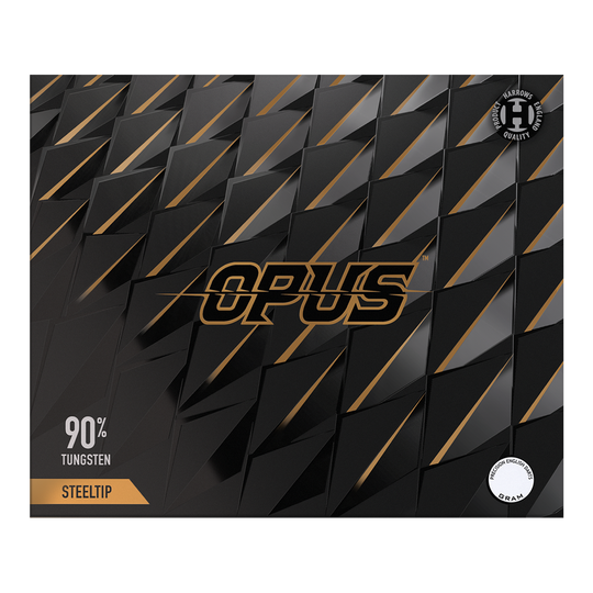Harrows Opus Quick Point Steeldarts Gezeigt wird das Produkt Harrows Opus Quick Point Steeldarts - 23g. Diese Darts sind speziell für Präzisionswürfe entwickelt.