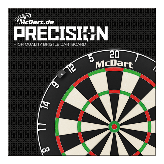 McDart Precision Steeldartboard Das Bild zeigt das Produkt "McDart Precision Steeldartboard". Zu sehen ist ein hochwertiges Bristle-Dartboard mit dem McDart-Logo.