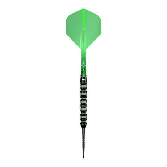 Mission Moldavite Steeldarts - 23g Das Bild zeigt die Mission Moldavite Steeldarts - 23g. Die Dartpfeile sind speziell für Präzisionswürfe entwickelt.