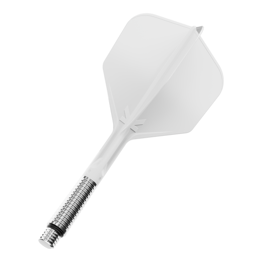 Gezeigt wird ein einzelnes Produkt mit dem Namen 410542_Target_KShift_No6_Flights_Wei_33mm_1. Vermutlich handelt es sich um einen Dart-Flight in weißer Farbe.