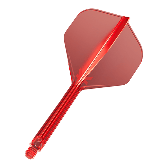 Dies ist ein rotes Dart-Flügel-Set mit einem integrierten Schaft. Es hat ein einfaches, durchsichtiges Design und ist für den Einsatz bei Darts geeignet.