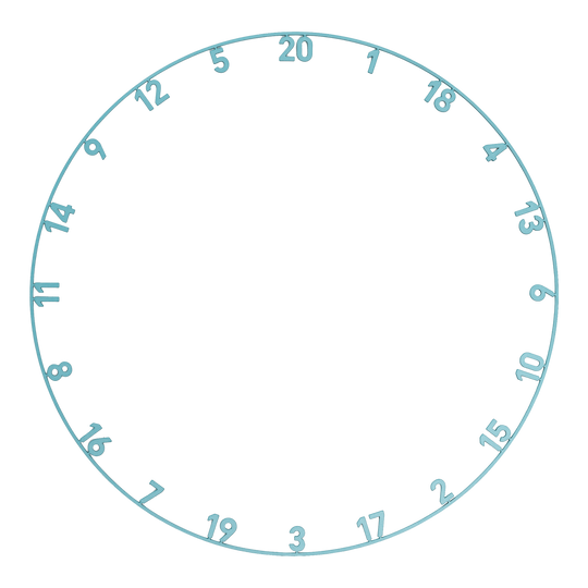 Das Bild zeigt einen Zahlenring in Infinity Blue mit Lasercut-Design. Der Zahlenring ist für Dartscheiben gedacht.