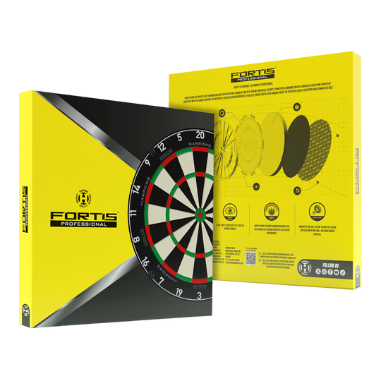 Harrows Fortis Steeldartboard Das Bild zeigt das Produkt Harrows Fortis Steeldartboard. Es handelt sich um ein hochwertiges Dartboard für Steeldarts.