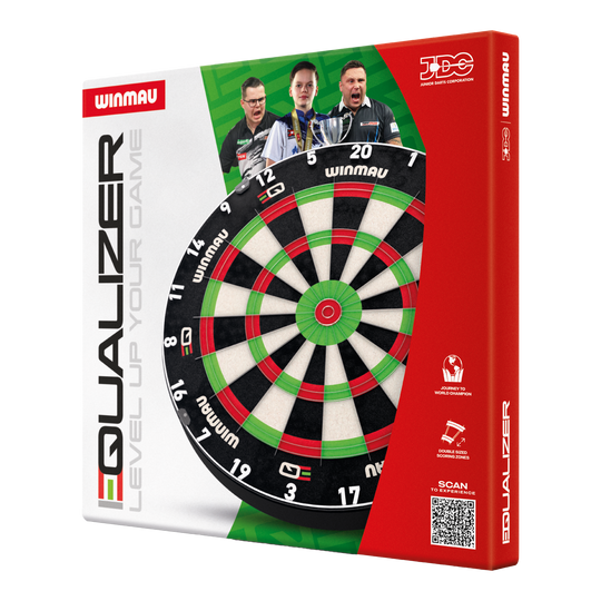 Winmau Equalizer Steeldartboard Zu sehen ist das Winmau Equalizer Steeldartboard. Es bietet eine robuste Oberfläche für präzises Dartspiel.