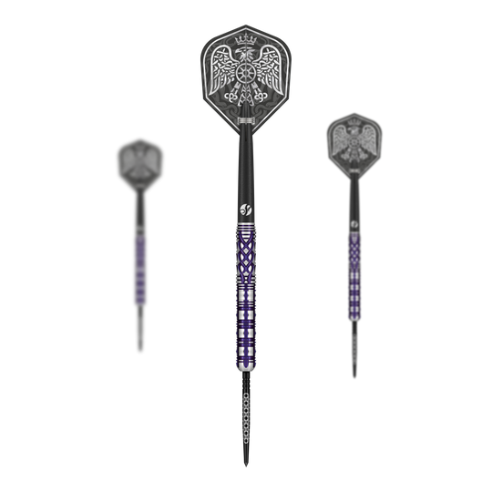 Shot Goths Visara Turbo Point Steeldarts - 23g Auf dem Bild sind die Shot Goths Visara Turbo Point Steeldarts - 23g als Set zu sehen. Sie eignen sich ideal für ambitionierte Steeldartspieler.