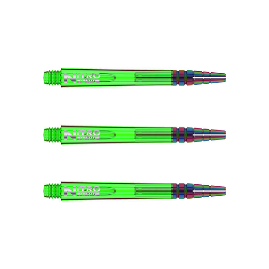 C609_Nitro_Ionic_Medium_Green_Shafts RedDragon Nitrotech Ionic Shafts Green im klassischen Schaft-Design. Die Oberfläche ist glatt und glänzend.