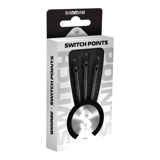 Winmau Switch Point Wave Steeldartspitzen - Schwarz Zu sehen sind die Winmau Switch Point Wave Steeldartspitzen in Schwarz. Diese Steeldartspitzen eignen sich optimal für ein präzises Dartspiel.