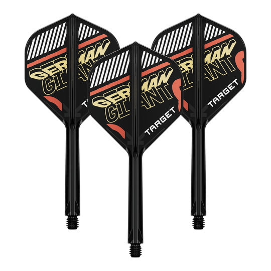 Hier ist das Target K-Flex Gabriel Clemens No2 Standard Flight-Shaft-System mit 33 mm Länge abgebildet. Es wird als Set für Darts verwendet.